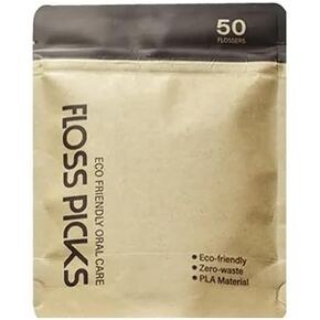 Biodegradable Tooth Floss | BPA Free Vegan Sustainable Eco Friendly Natural Dental Flossers | 50 Count