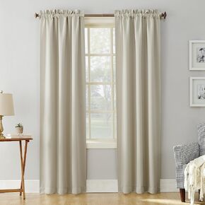 Sun Zero Easton Energy Saving Blackout Rod Pocket Curtain Panel, 40" x 63", Pearl