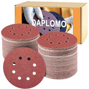 170Pcs Sandpaper 5 Inch 8 Holes Sanding Discs Hook and Loop Sand Paper for Random Orbital Sander 40 60 80 120 180 320 400 600 800 1000 15000 2000 Grit Round Sandpaper