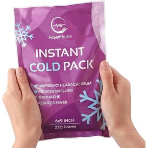 Large Instant Ice Cold Pack (9" x 6") - 24 Packs Disposable Instant Ice Packs for Injuries | Cold Compress Ice Pack for Pain Relief, Swelling, First Aid, Toothache, Athletes & Outdoor Activities