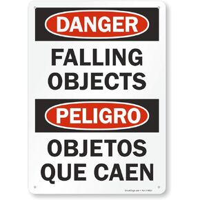 SmartSign "Danger - Falling Objects" Bilingual Sign | 10" x 14" Aluminum