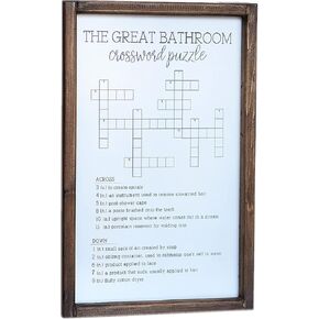 Lavender Inspired Bathroom Crossword Puzzle, Farmhouse Bathroom Signs, Half Bath Decor, Funny Bathroom Wall Decor, Entertaining Bathroom Decor Restroom Sign, Housewarming Gifts (WHITE)))