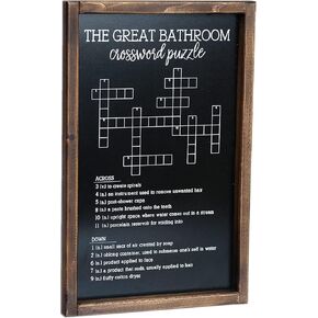 Lavender Inspired Bathroom Crossword Puzzle, Farmhouse Bathroom Signs, Half Bath Decor, Funny Bathroom Wall Decor, Entertaining Bathroom Decor Restroom Sign, Housewarming Gifts (WHITE))) in Kuwait
