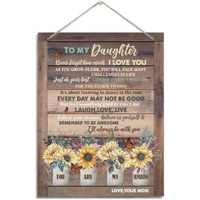 Daughter Gift, Inspirational Wall Decor, Decorative Hanging Wood Signs, Thanksgiving, Christmas, Birthday Gift for Daughter, Daughter Wedding Gift, Floral Wall Decor Gift, You Are My Sunshine Sign
