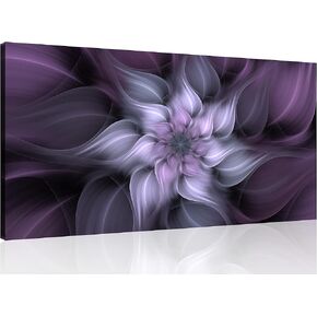 TutuBeer 1 Pcs Purple Picture Purple Canvas Purple Pictures for Bedroom Wall Purple Flower with Swirls Print on Canvas Purple Flower Canvas for Home Decor Living Room Stretched and Framed 16x24 inch