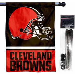 WinCraft Browns Banner House Flag and 5 Foot Flagpole Set