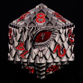 Metal Dice Set D&D,7 PCS Dragon Scale Metallic DND Dice Set,Dragon Eye Metal Dice with Gift Metal Box for Dungeons and Dragon Tabletop Game (Black Dragon Scale & Red Eye)