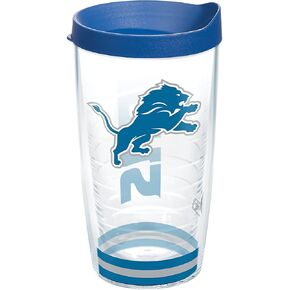 كوب Tervis مصنوع في الولايات المتحدة الأمريكية بجدار مزدوج NFL Detroit Lions Arctic معزول يحافظ على المشروبات باردة وساخنة، 16oz، شفاف