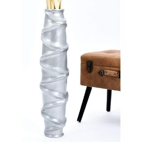 Leewadee Large Floor Vase – Handmade Flower Holder Made of Wood, Sophisticated Vessel for Decorative Branches and Dried Flowers, 36 inches, Black