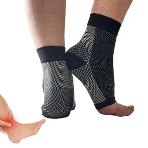 Neuropathy Socks, Plantar Fasciitis Compression Socks, 20-30 mmHg Ankle Compression Sleeve with Foot, Ankle, Arch Support for Plantar Fasciitis, Heel Pain, Foot Swelling & Fatigue (Black, L/XL)