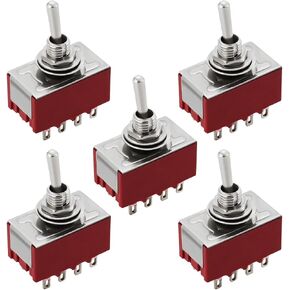 ECSiNG 5Pcs Mini Miniature Toggle Switch 12Pin Rocker Switch 2-Position Toggle Switch MTS-402 for Car Dash Dashboard 2A 250VAC Red in Saudi Arabia