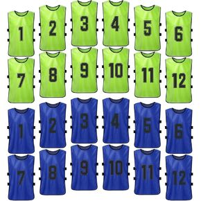 LIXADA Scrimmage Team Practice Vests Football Pinnies Soccer Jerseys Sports Basketball Team Training Numbered Bibs Practice Sports Vest Youth Adult Jerseys 24PCS