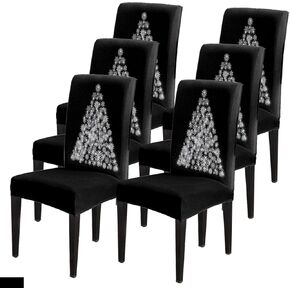 Savannan Dining Chair Slipcover, Christmas Winter Snowflake Pattern Baby Blue Stretch Kitchen Chair Covers Removable Parsons Chair Protector Covers for Dining Room Banquet Party, Set of 6