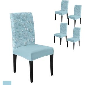 Savannan Dining Chair Slipcover, Christmas Winter Snowflake Pattern Baby Blue Stretch Kitchen Chair Covers Removable Parsons Chair Protector Covers for Dining Room Banquet Party, Set of 6 in Kuwait