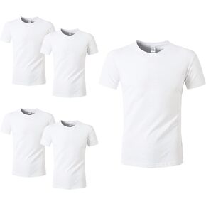 HTVRONT 5 Pack Polyester Sublimation T-Shirts Blanks - White Blank Crew Neck Short Sleeve Sublimation Shirts