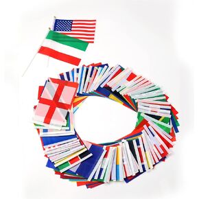 100 Countries Flags,Sports Flags International Stick Small Hand Flag,Contains Countries On All Continents, Suitable For Sports Events, World Cup Various Events.