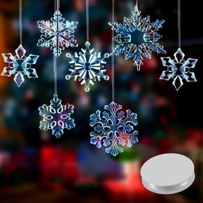 Acrylic Crystal Snowflakes Ornaments Acrylic Xmas Snowflakes for Christmas Winter DIY Decoration, Assorted Sizes 1.6/2/ 2.8/3.4/4.4 Inches (Clear, 24)