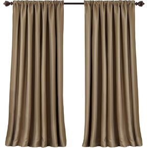 Elrene Home Fashions All Seasons Energy Efficient Room Darkening Rod Pocket Window Panel, 52" x 84" (1), Antique Gold