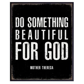 Christian Wall Art - Catholic Gifts for Men Women Woman Man - Do Something Beautiful for God Mother Teresa Quotation - Religious Wall Decor - Inspiration spiritual Christianity Religion Home Decor