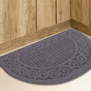 Kitchen Rugs for Floor 2 Piece 18"X30", Non Skid Washable Kitchen Mats Set, Absorbent Standing Rug, Throw Rug,Half Circle Carpet for Christmas Holiday Xmas Sink,Laundry Room Area,Red