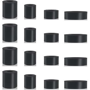 16 PCS 4 Sizes Rubber Spacers 1 Inch/ 3/4 Inch/ 1 1/2 Inch OD, Rubber Bushing Rubber Washers Anti Vibration Spacer, Thick Rubber Spacers for Home and Car