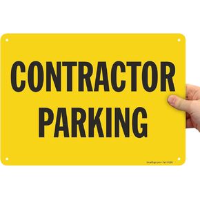 SmartSign "Contractor Parking" Construction Area Sign | 10" x 14" Plastic