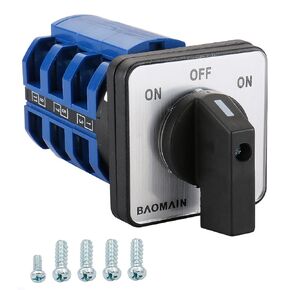 Baomain 63A Momentary Rotary Cam Changeover Switch 660V 3-Pole 3-Position 12 Terminals SZW26-63/B303.3
