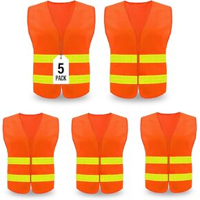 Safety Vest, Reflective High Visibility Construction Vest for Men, Work, Cycling, Runner, Surveyor, Volunteer, Road