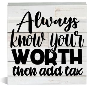 مزرعة تحفيزية تعرف قيمتها اقتباس صندوق خشبي علامة إيجابية الذاتي الحب الخشب كتلة منضدية علامة مكتب ديكور علامة مكتب المنزل ديكور الجرف 5 × 5 بوصة in Kuwait