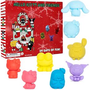 Hello Kitty 50th Anniversary Collectible Calendar Figure Set - Mochi Silicone Squishy Toys - Includes Kuromi, My Melody, Cinnamoroll & More - From Hello Kitty And Friends - 24 Squishy Gift Bundle
