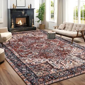 ISEAU Indoor Entryway 2x3 Vintage Rug - Small Machine Washable Area Rug with Non-Slip Backing, Low Pile Throw Rugs for Door, Entrance, Kids Room, Bedside, Bedroom, Kitchen in Kuwait