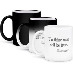 3dRose To Thine Own Self Be True Two Tone Mug, 11 oz, Black