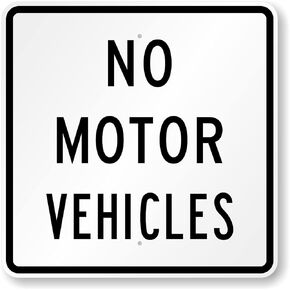 SmartSign 24 x 24 inch “No Motor Vehicles" MUTCD-Compliant Metal Sign, 80 mil Aluminum, 3M Laminated Engineer Grade Reflective Material, Black and White