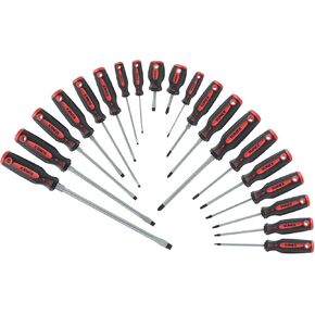 SUNEX TOOLS 1120SS Combination Screwdriver Set, 20Piece, Cabinet, Slotted, Philips, Torx, Flaking & Abrasion Resistant, Enhanced Durability, Comfortable Handle, Quick Reference, Bolster, Storage Tray