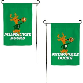 Desert Cactus Milwaukee Bucks Garden Flags Team NBA National Basketball Association Banner 100% Polyester (Design Vintage B)