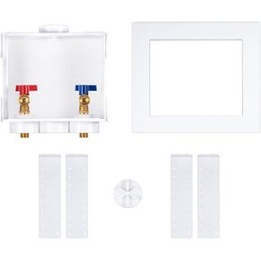 Oatey 38529 Quadtro, 1/4 Turn, Copper Washing Machine Outlet Box,White