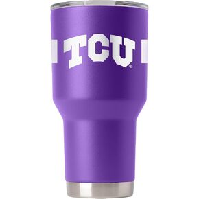Gametime Sidekicks TCU 30oz Purple Tumbler - Officially Licensed, 18/8 Stainless Steel, Double-walled, Vacuum-insulated, UV LED Printed Logos, Sweatless, Stays Hot/Cold - 360 Wrap