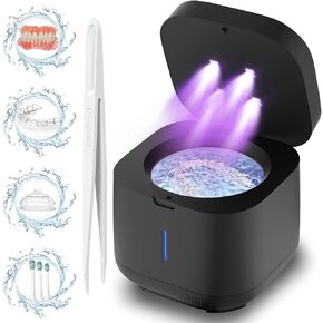 Ultrasonic Cleaner Machine 42kHz,Retainer Cleaning Box,For Dentures, Aligners, Braces，Denture Bath,Night Guard(300ml White) in Saudi Arabia