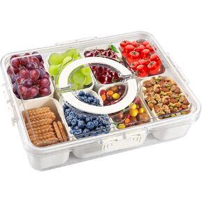 Snack Box Container-Divided Serving Tray with Dishwasher Safe Inner Boxes for Fruit, Veggie