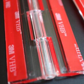 4x Acrylic 12" Hinges. No glue required, Self Adhesive. Transparent Clear Plastic Acrylic 300mm -4 Pack-