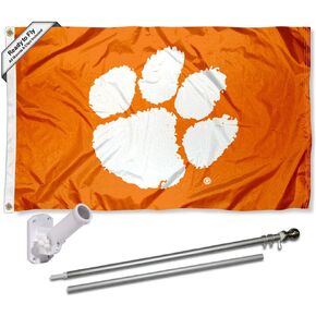 College Flags & Banners Co. Clemson Tigers Orange Flag with Pole and Bracket Kit