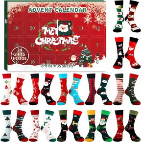 Belloxis Advent Calendar for Men Advent Calendar 2024 Adult Christmas Advent Calendar 2024 Boys Sock Advent Calendar Cotton Socks