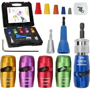 Wire Stripper for Drill, Wire Stripper Tool for 6/8/10/12/14 AWG, Wire Twister Tool for Drill, Professional Electrician Wire Stripper Rotating Wire Stripping Tool and Wire Connectors Nuts