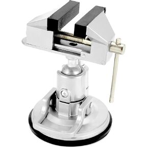QWORK Portable Vacuum Base Vise with Multi-Angle Rotation - 3.15" Jaw Width Pivots Vise Portable Vacuum Base Vise, for Various Smooth Work Surfaces