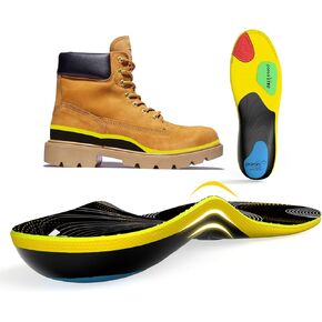 Work Boot Insoles for All Day - Welnove Arch Support Inserts for Men & Women, Shoe Inserts for Plantar Fasciitis Relief, Orthotic Shoe Inserts for Flat Feet & Heel Pain (10-12 Men / 12-14 Women)