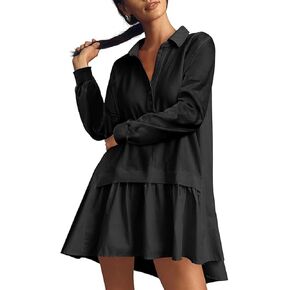 Yuemengxuan Women Sweatshirt Dress Y2k Knit Oversized Sweatshirts V Neck Long Sleeve Pullover Tops Casual Mini Dress