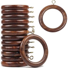 Premium Wooden Curtain Rings for Door and Window Decor (24 Pieces) Wood Drapery Rod Rings | Inner Dia 1.75 Inch and Outer Dia 2.5 Inch | Black, TR-CR-03