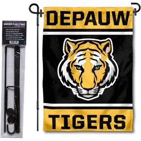 College Flags & Banners Co. DePauw Tigers Garden Flag with Pole Stand Holder