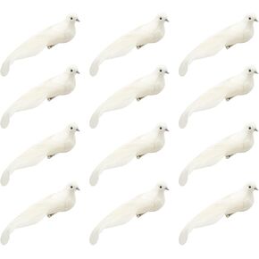 HNH 12 Pieces Red Cardinal Artificial Birds with Feathers for Decoration Fake Birds Ornaments for Crafts Home Decor,Christmas Tree - Realistic Bird Ornaments 1202C