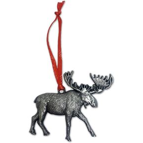 Moose Christmas Ornament Pewter Elk Deer Charm Travel Souvenir Animal Nature Theme Miniature Ornament